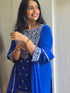 Royal Blue Embroidered Kurta Set with Sharara & Dupatta