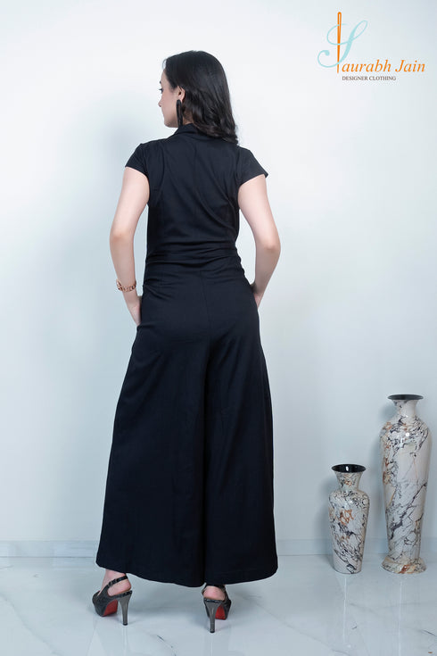 Designer Black Women Jumpsuit , Back View