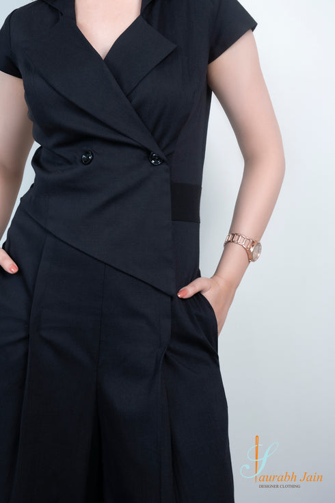 Designer Black Women Jumpsuit , Detail View