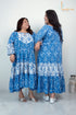 BLUE/WHITE COTTON JAIPURI DRESS