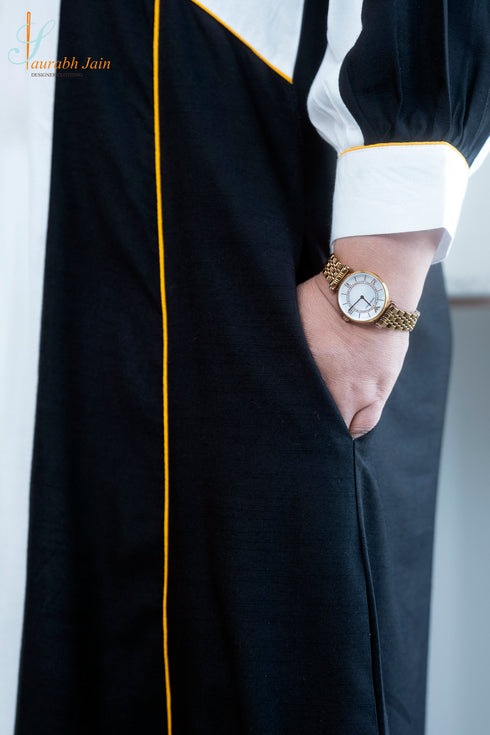 Designer Black and White Women Kurta/Pant, Side Detail View