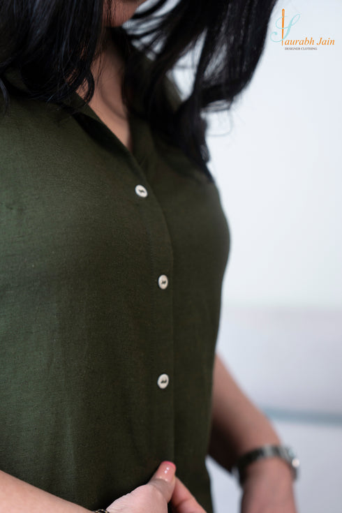 Designer Olive Women Dress , Close View