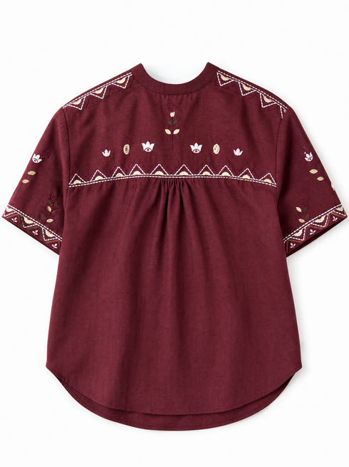 MAROON AFGAN EMBROIDERY CO-ORD SET