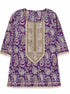Purple Paisley Printed Cotton Kurta with Sharara
