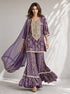 Purple Paisley Printed Cotton Kurta with Sharara