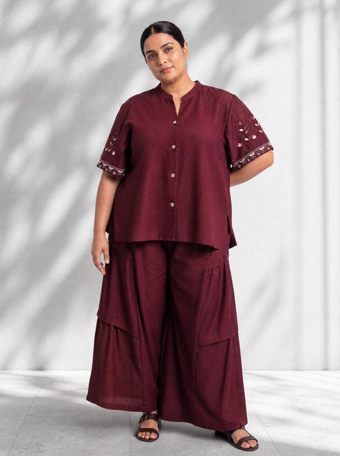 MAROON AFGAN EMBROIDERY CO-ORD SET