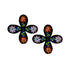 Handmade Floral Embroidered Cross Applique Patches Earring