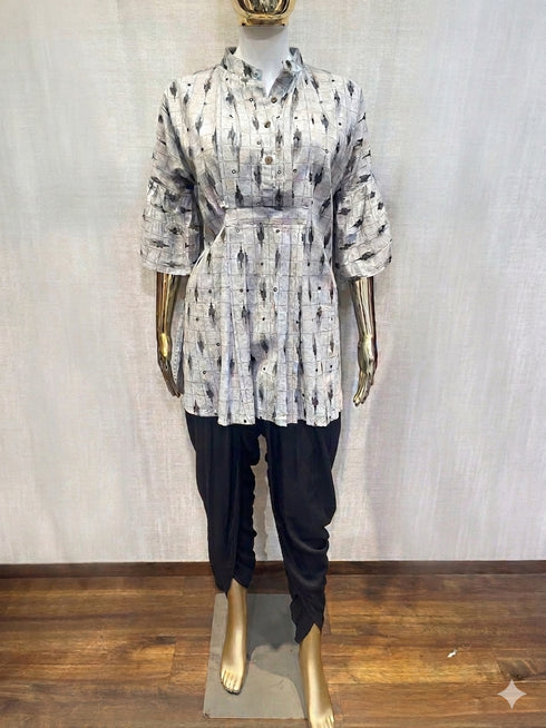 Grey and Black Tunic with Tulip Pants