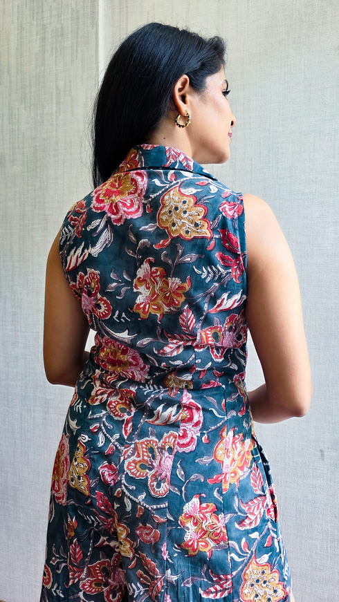 GREEN FLORAL COTTON JUMPSUIT