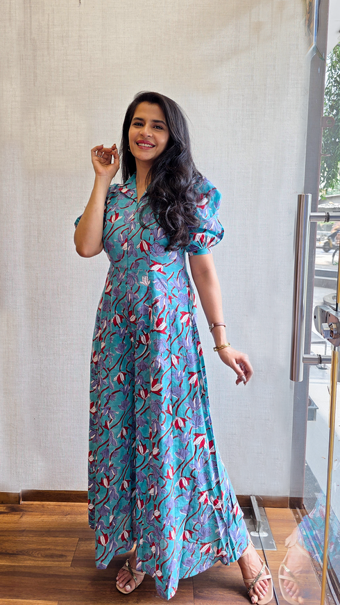 BLUE COTTON JUMPSUIT