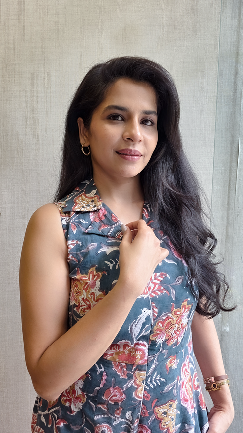 GREEN FLORAL COTTON JUMPSUIT