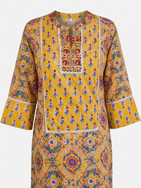 Yellow Floral Printed Farsi Set