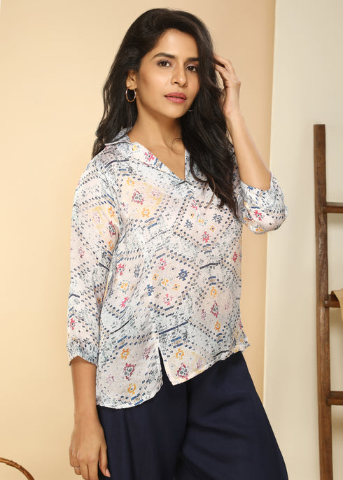 WHITE AND BLUE COORD SET