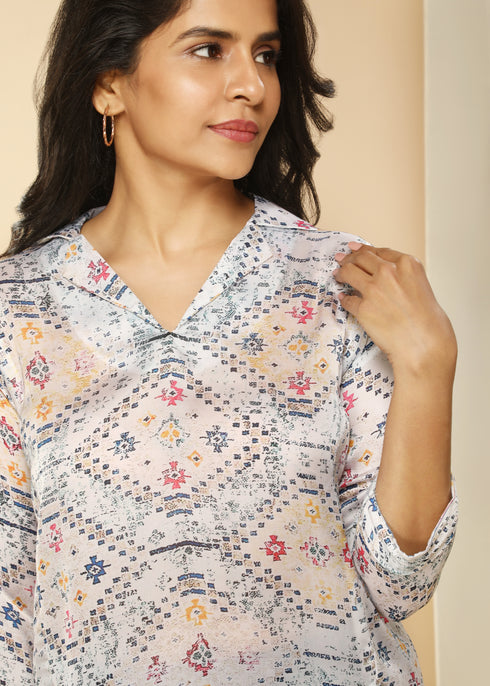 WHITE AND BLUE COORD SET