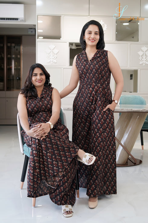 BROWN JAIPURI JUMPSUIT