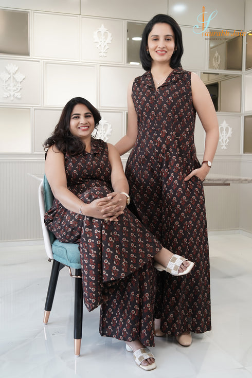 BROWN JAIPURI JUMPSUIT