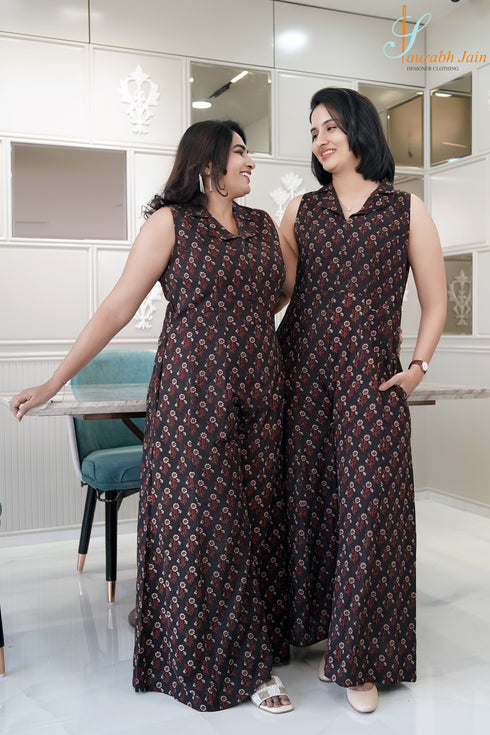 BROWN JAIPURI JUMPSUIT
