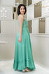 Designer Light Blue Embrodery Long Dress, Side View