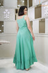 Designer Light Blue Embrodery Long Dress, Back View