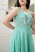 Designer Light Blue Embrodery Long Dress, Detail View