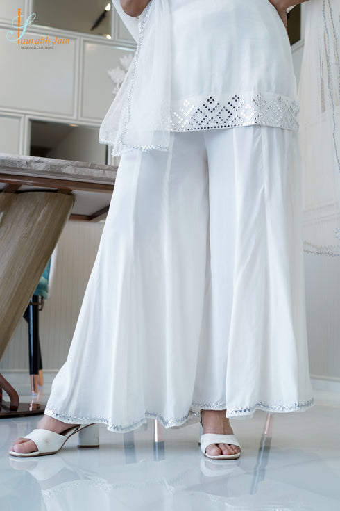 WHITE KALI PANT/KURTI SET