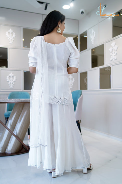 WHITE KALI PANT/KURTI SET