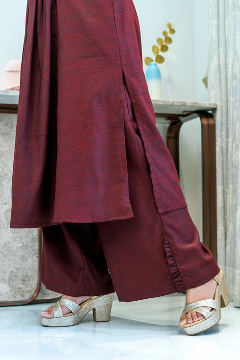 Maroon Kurta/Pant Women Dress ,Detail View