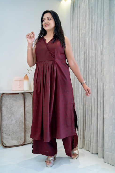 Maroon Kurta/Pant Women Dress ,Full View