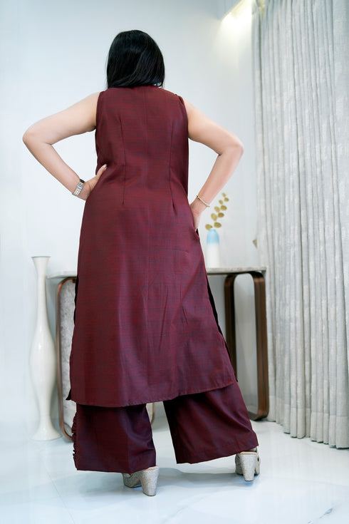 Maroon Kurta/Pant Women Dress ,Back View