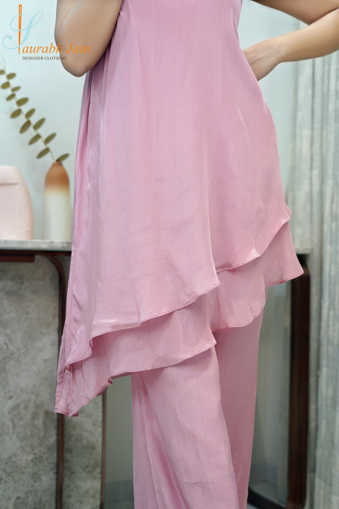 Designer Light Pink Layer Co-ord Set , Bottom View