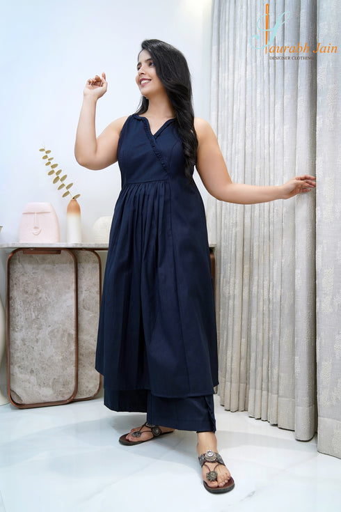 Designer Navy Blue Women Kurta/Pant