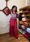 MAROON KOTI PATHANI SET