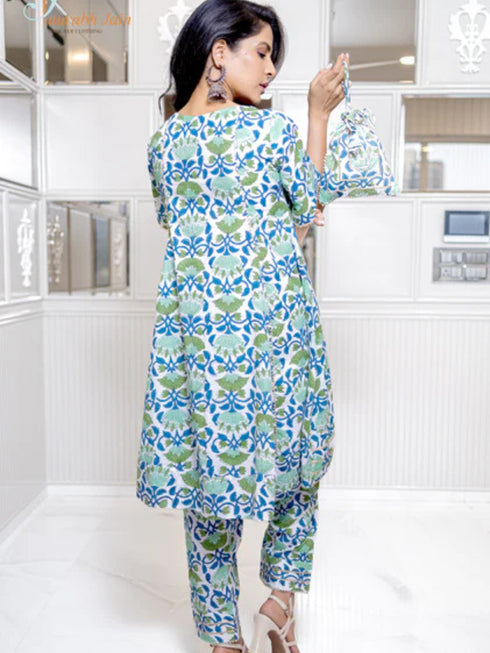 FLORAL SALWAR SUIT WITH POTLI
