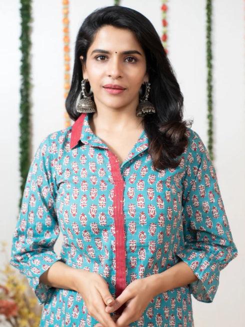 MAROON SEA GREEN PATHANI