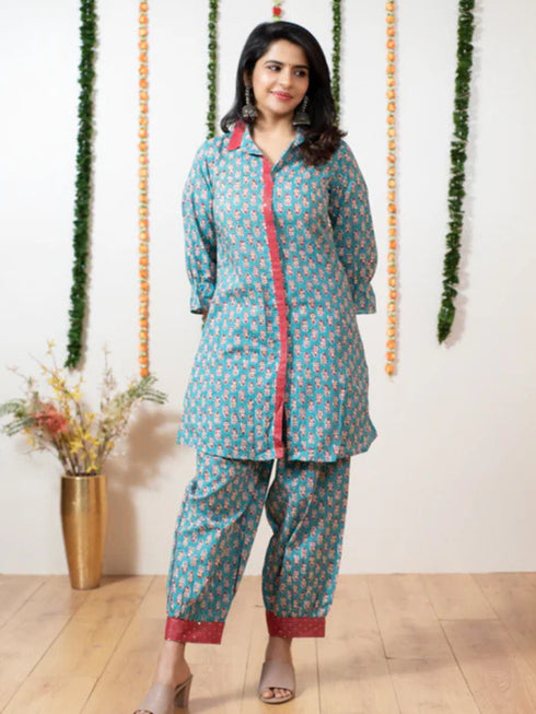 MAROON SEA GREEN PATHANI