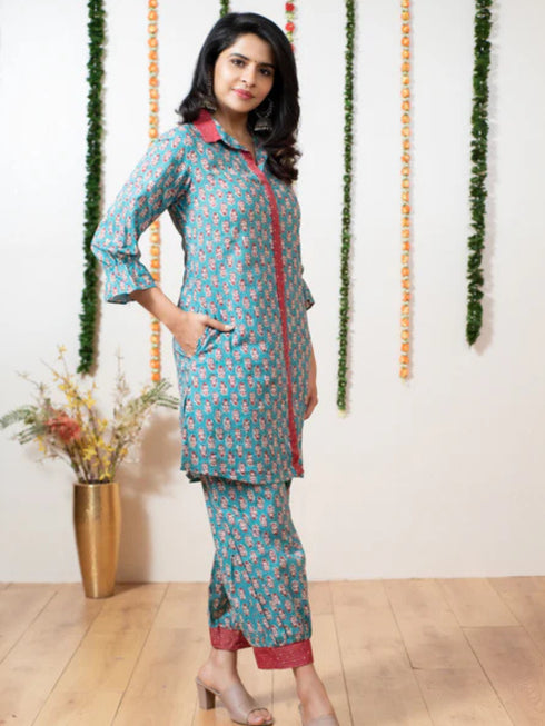 MAROON SEA GREEN PATHANI