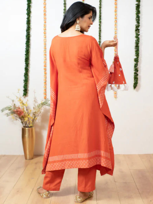 ORANGE KAFTAN /PANT WITH POTLI