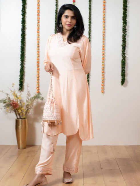PEACH POTLI DRESS