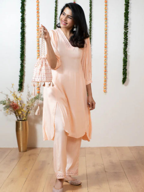 PEACH POTLI DRESS