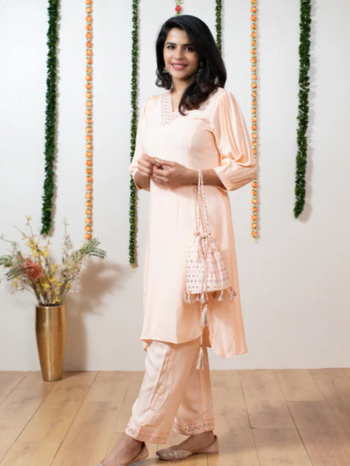 PEACH POTLI DRESS