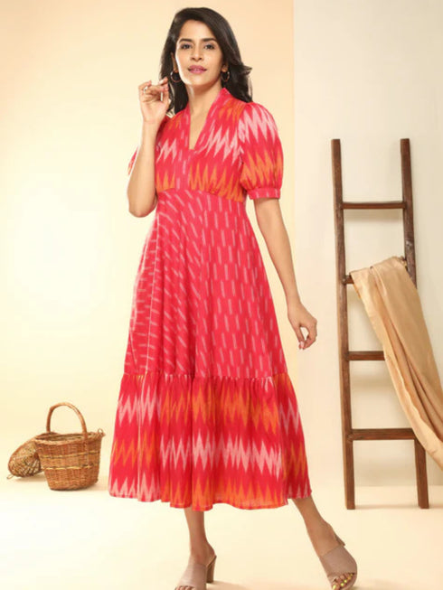RED IKAT DRESS