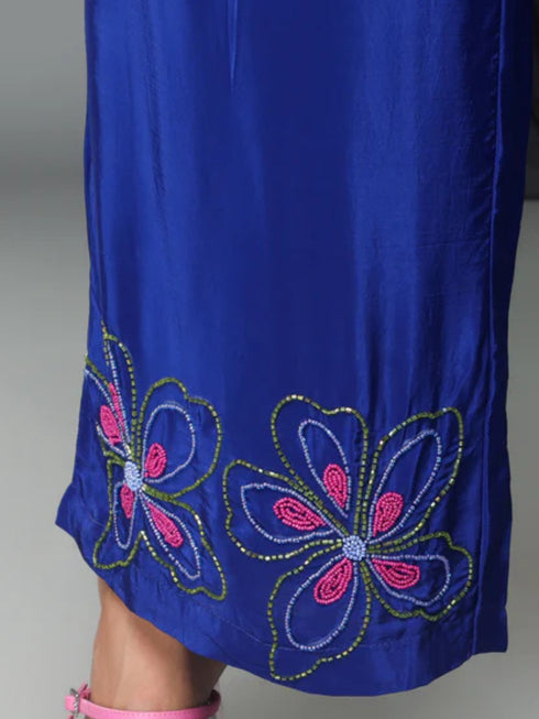 ROYAL BLUE HAND EMBROIDERY COORD SET