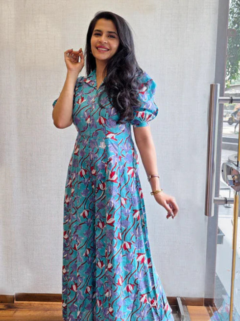 Summer Ready Blue Cotton Jumpsuit Effortless Style. All-Day Comfort.