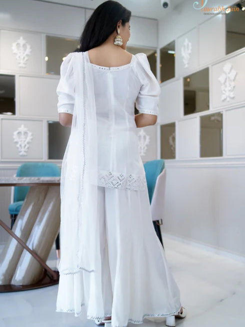 WHITE KALI PANT/KURTI SET