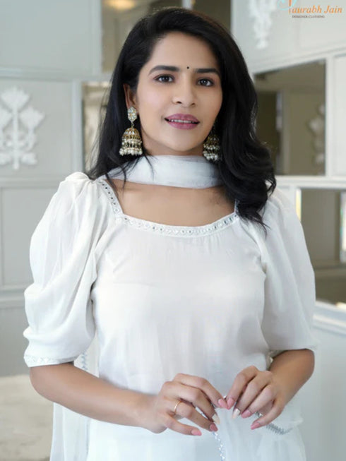 WHITE KALI PANT/KURTI SET