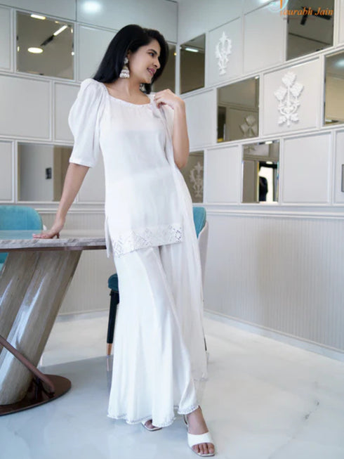 WHITE KALI PANT/KURTI SET