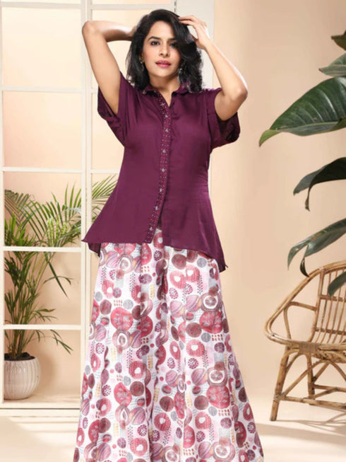 WINE SHIRT WITH KALI PANT