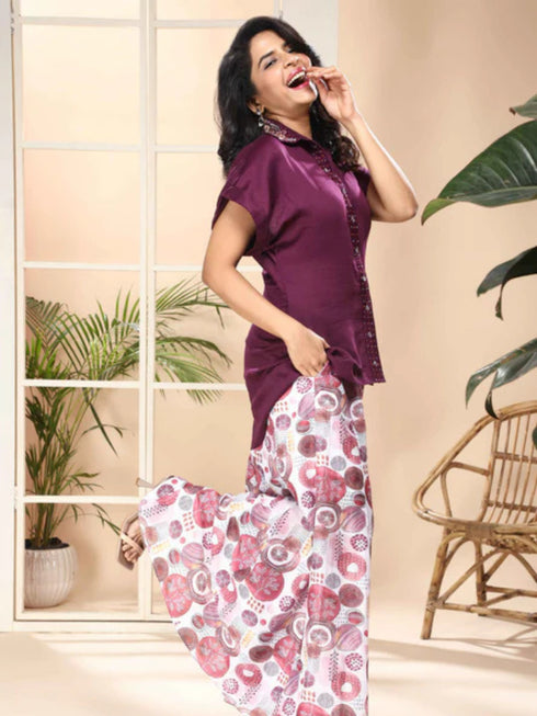WINE SHIRT WITH KALI PANT