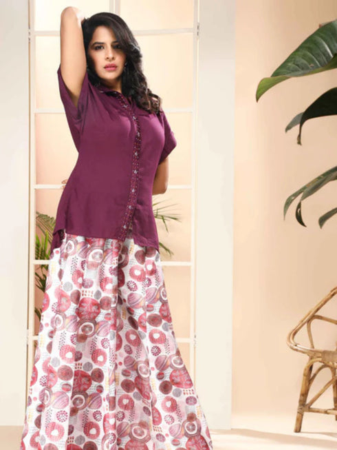 WINE SHIRT WITH KALI PANT