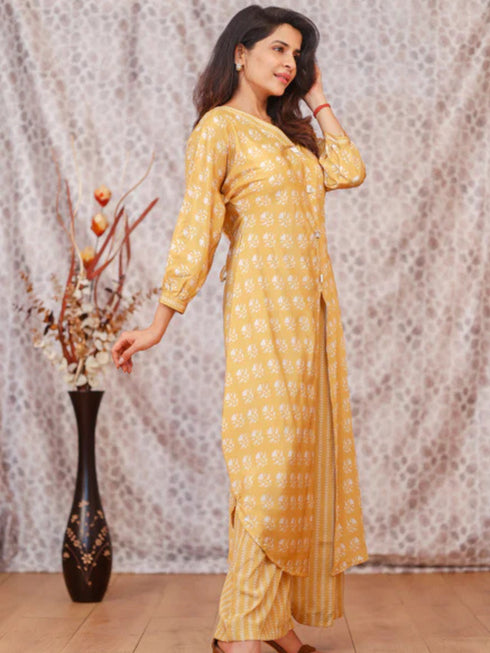 YELLOW SLIT COORD SET